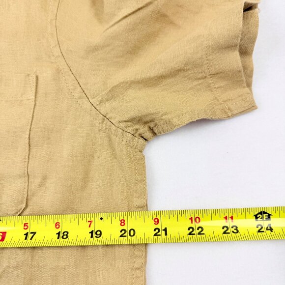 Panama Jack Men's 100% Linen Short Sleeve Tan Shirt Size Small European Flax NWT - Picture 9 of 10